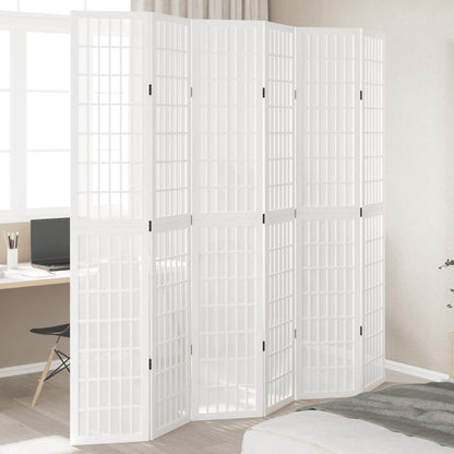 Biombo Separador De 5 Paneles Madera Maciza Paulownia Blanco