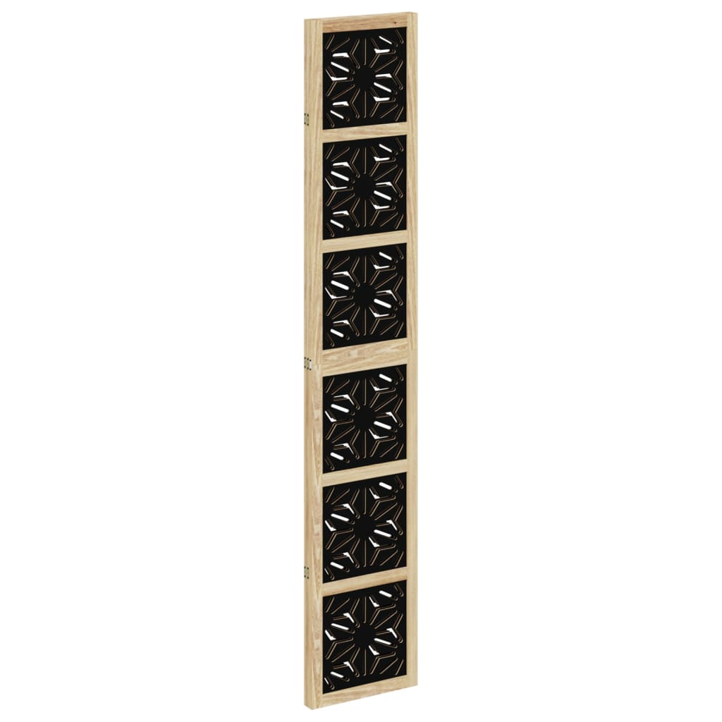 Biombo Separador 3 Paneles Madera Maciza Paulownia Marrón Negro
