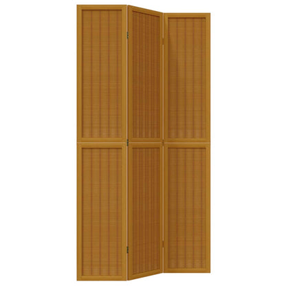 Biombo Separador De 3 Paneles Madera Maciza Paulownia Marrón