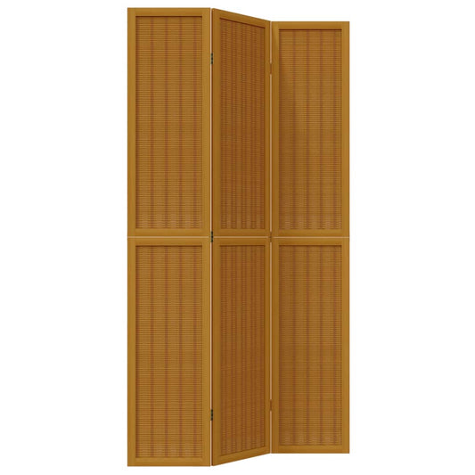 Biombo Separador De 3 Paneles Madera Maciza Paulownia Marrón