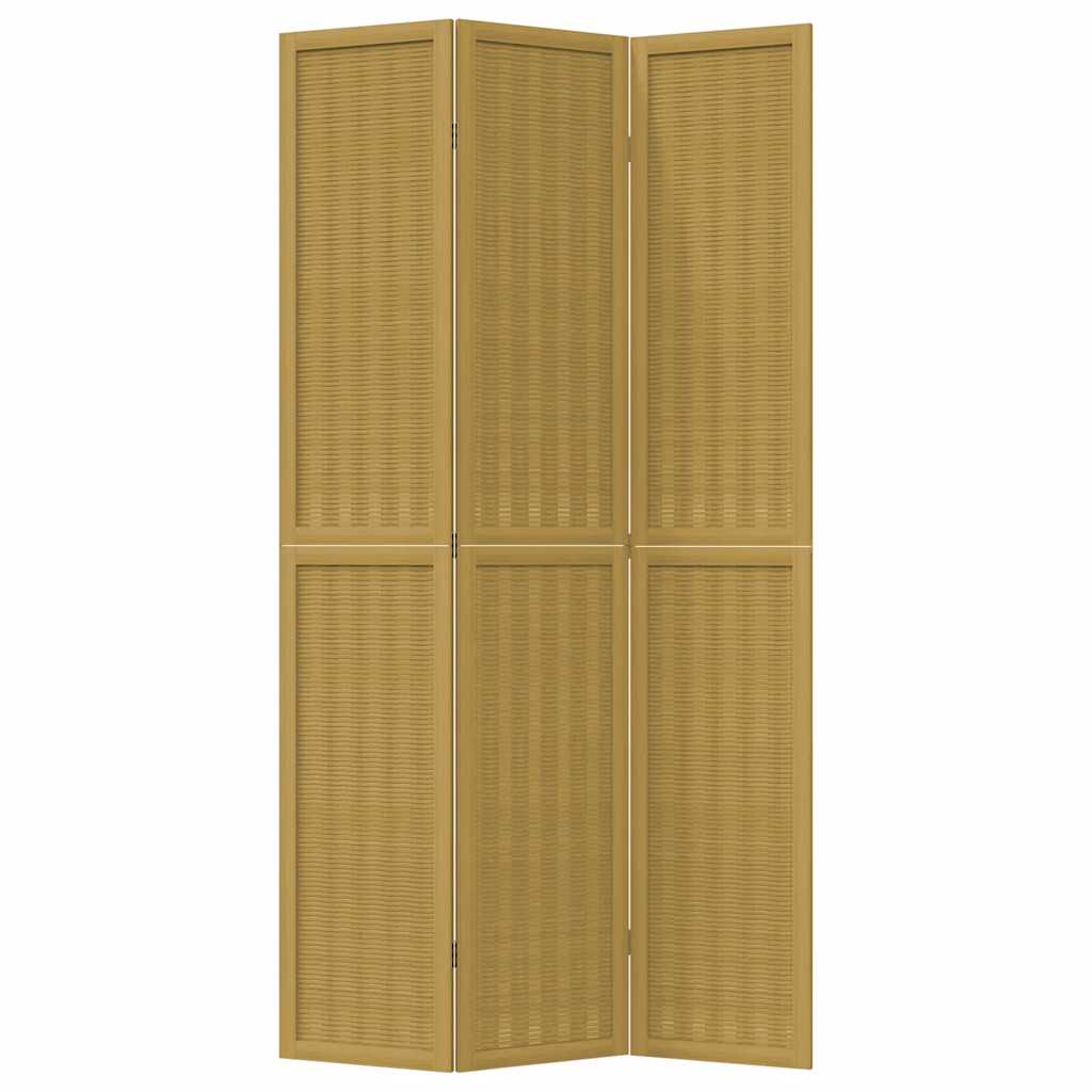 Biombo Separador De 3 Paneles Madera Maciza Paulownia Marrón