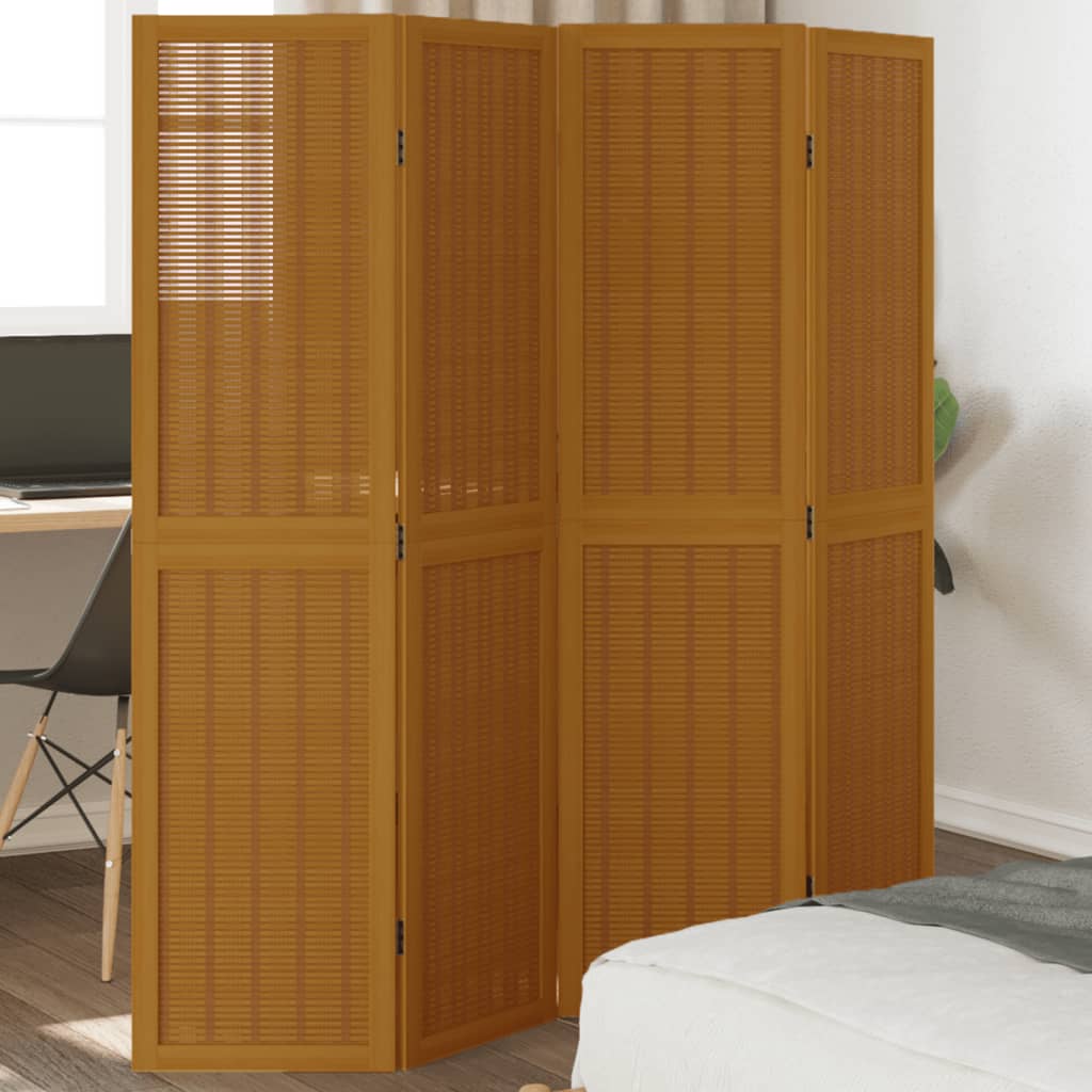 Biombo Separador De 3 Paneles Madera Maciza Paulownia Marrón