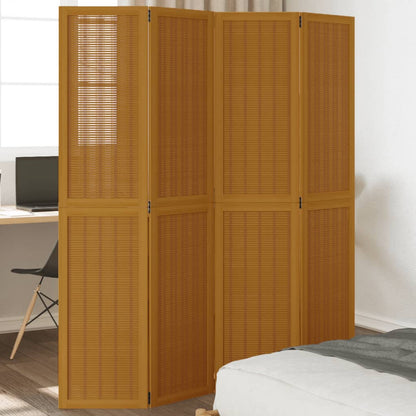 Biombo Separador De 3 Paneles Madera Maciza Paulownia Marrón