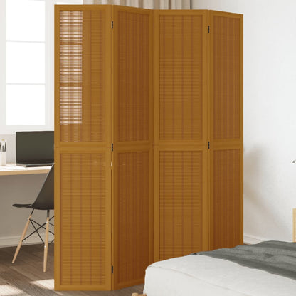 Biombo Separador De 3 Paneles Madera Maciza Paulownia Marrón