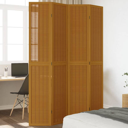 Biombo Separador De 3 Paneles Madera Maciza Paulownia Marrón