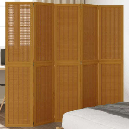 Biombo Separador De 3 Paneles Madera Maciza Paulownia Marrón