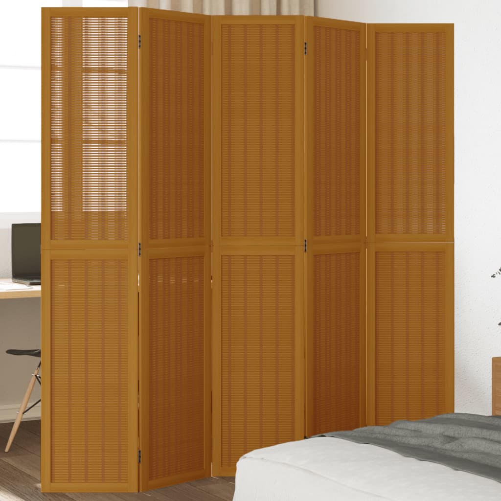 Biombo Separador De 3 Paneles Madera Maciza Paulownia Marrón