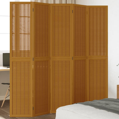 Biombo Separador De 3 Paneles Madera Maciza Paulownia Marrón