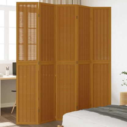 Biombo Separador De 3 Paneles Madera Maciza Paulownia Marrón