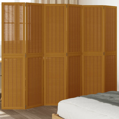 Biombo Separador De 3 Paneles Madera Maciza Paulownia Marrón