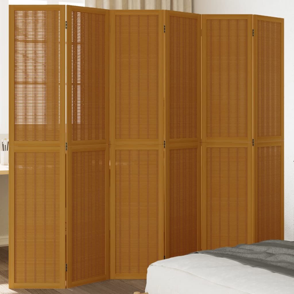 Biombo Separador De 3 Paneles Madera Maciza Paulownia Marrón
