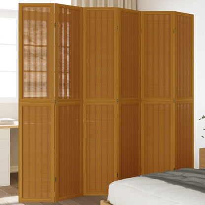 Biombo Separador De 3 Paneles Madera Maciza Paulownia Marrón