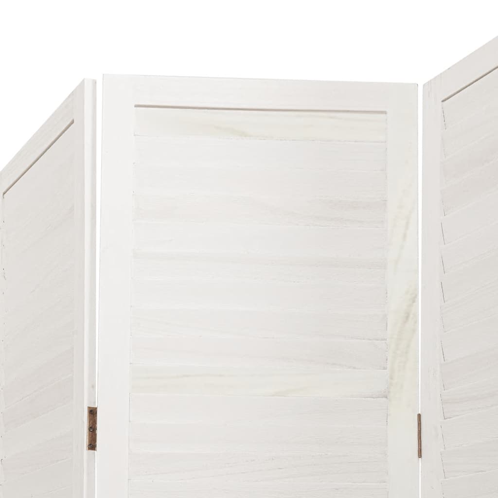 Biombo Separador De 3 Paneles Madera Maciza Paulownia Blanco