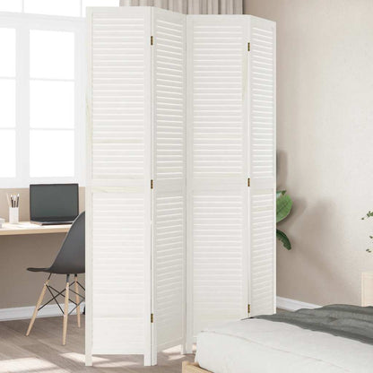 Biombo Separador De 3 Paneles Madera Maciza Paulownia Blanco