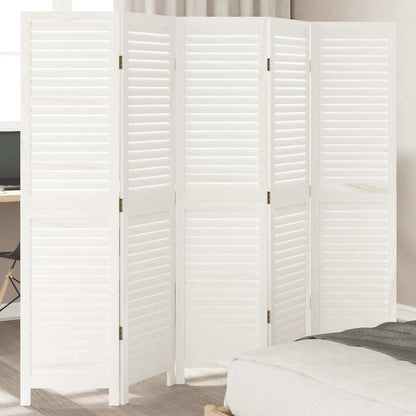 Biombo Separador De 3 Paneles Madera Maciza Paulownia Blanco