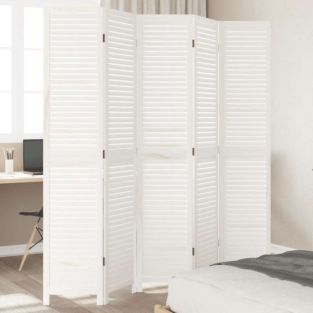 Biombo Separador De 3 Paneles Madera Maciza Paulownia Blanco