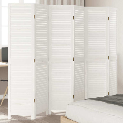 Biombo Separador De 3 Paneles Madera Maciza Paulownia Blanco