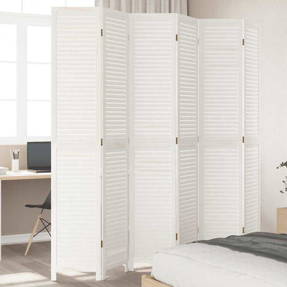 Biombo Separador De 3 Paneles Madera Maciza Paulownia Blanco