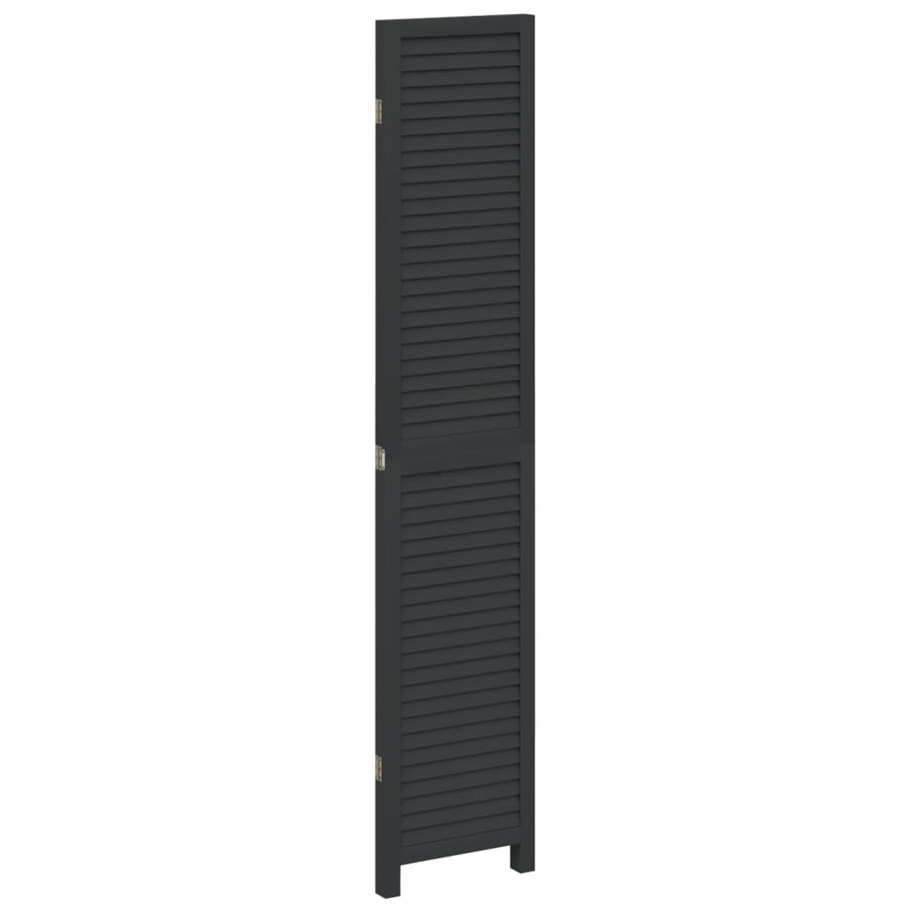 Biombo Separador De 3 Paneles Madera Maciza Paulownia Negro