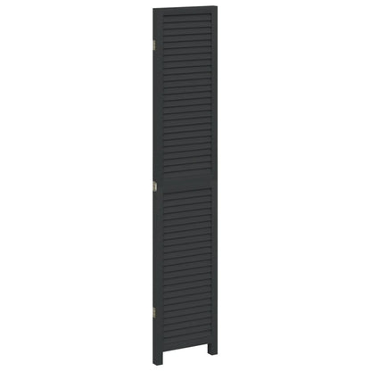 Biombo Separador De 3 Paneles Madera Maciza Paulownia Negro