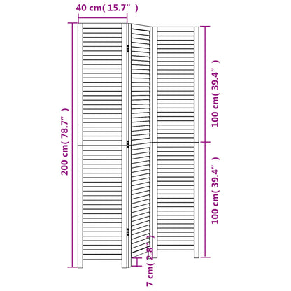 Biombo Separador De 3 Paneles Madera Maciza Paulownia Negro