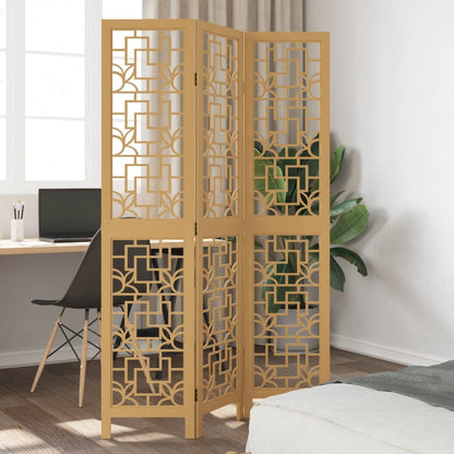 Biombo Separador De 6 Paneles Madera Maciza Paulownia Marrón