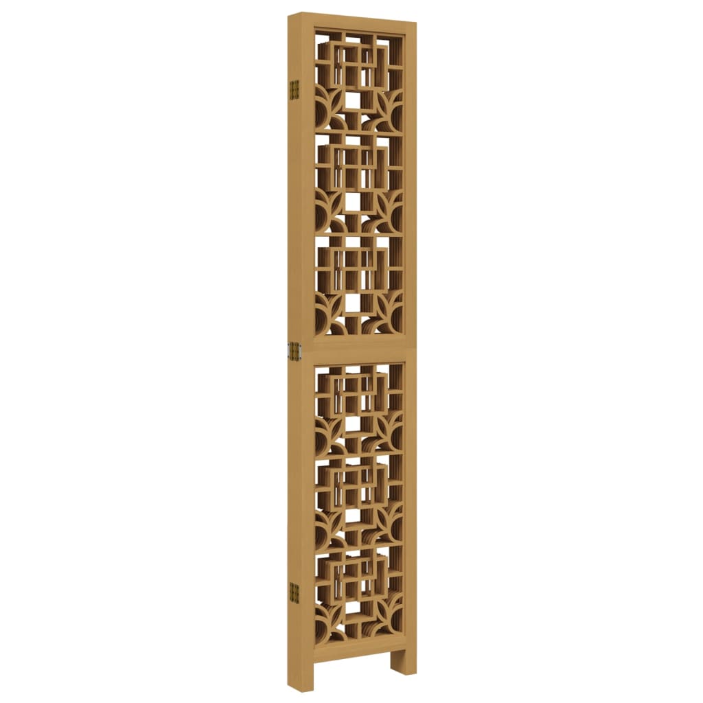 Biombo Separador De 6 Paneles Madera Maciza Paulownia Marrón