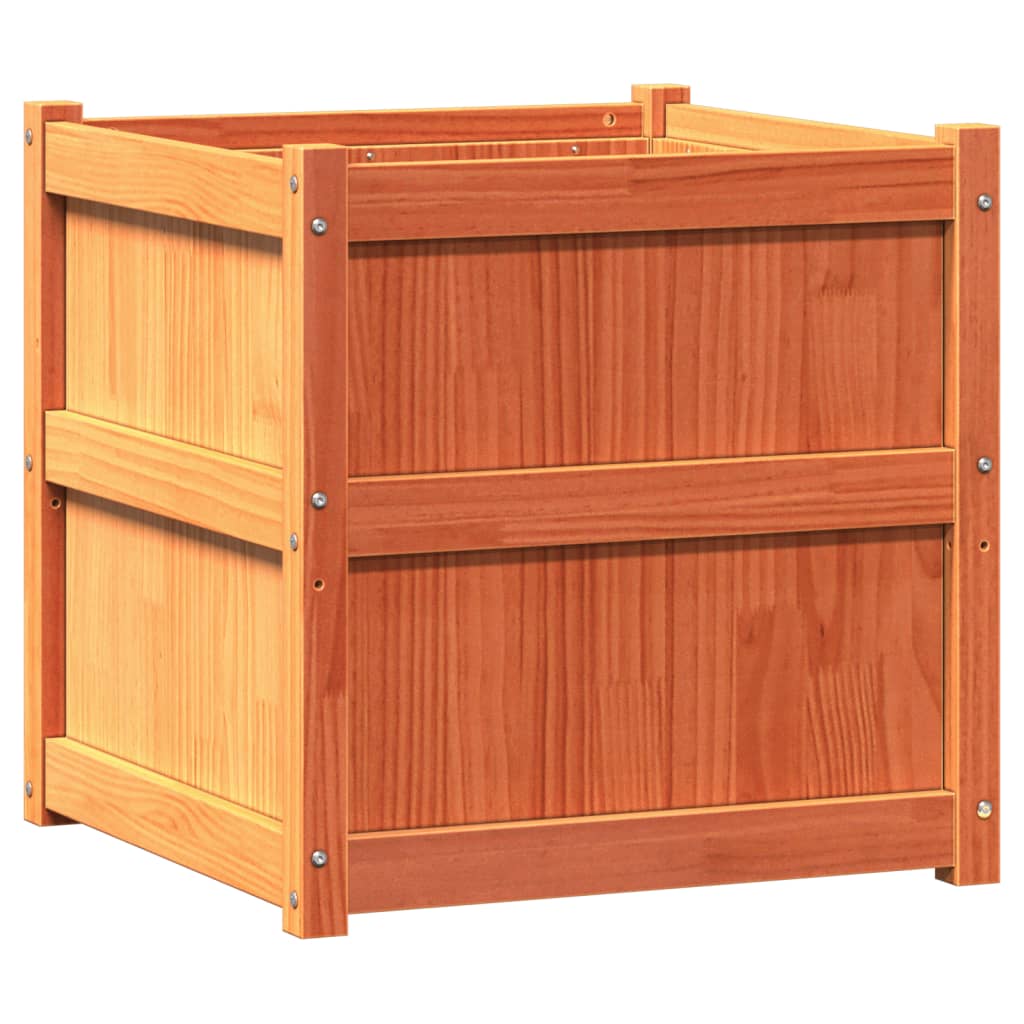 Jardineras De Exterior 2 Uds Madera Maciza De Pino Marrón Cera