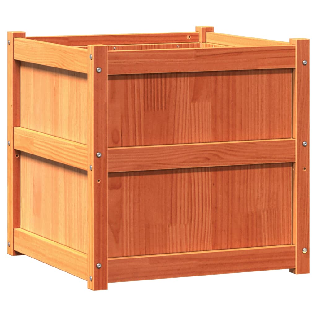 Jardineras De Exterior 2 Uds Madera Maciza De Pino Marrón Cera