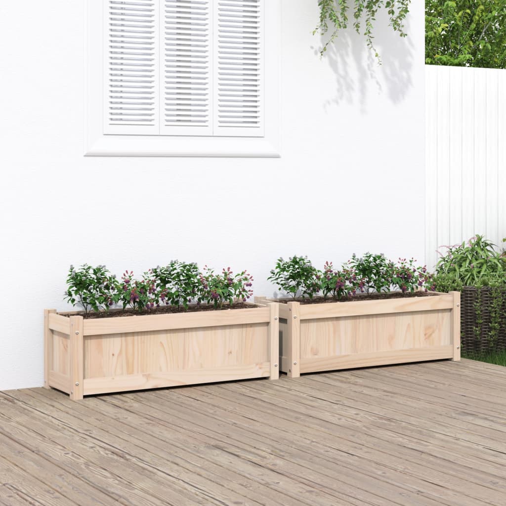 Jardineras De Exterior 2 Unidades Madera Maciza De Pino