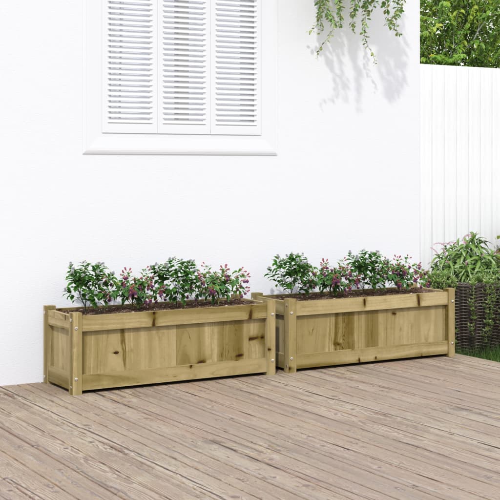 Jardineras De Exterior 2 Unidades Madera Maciza De Pino