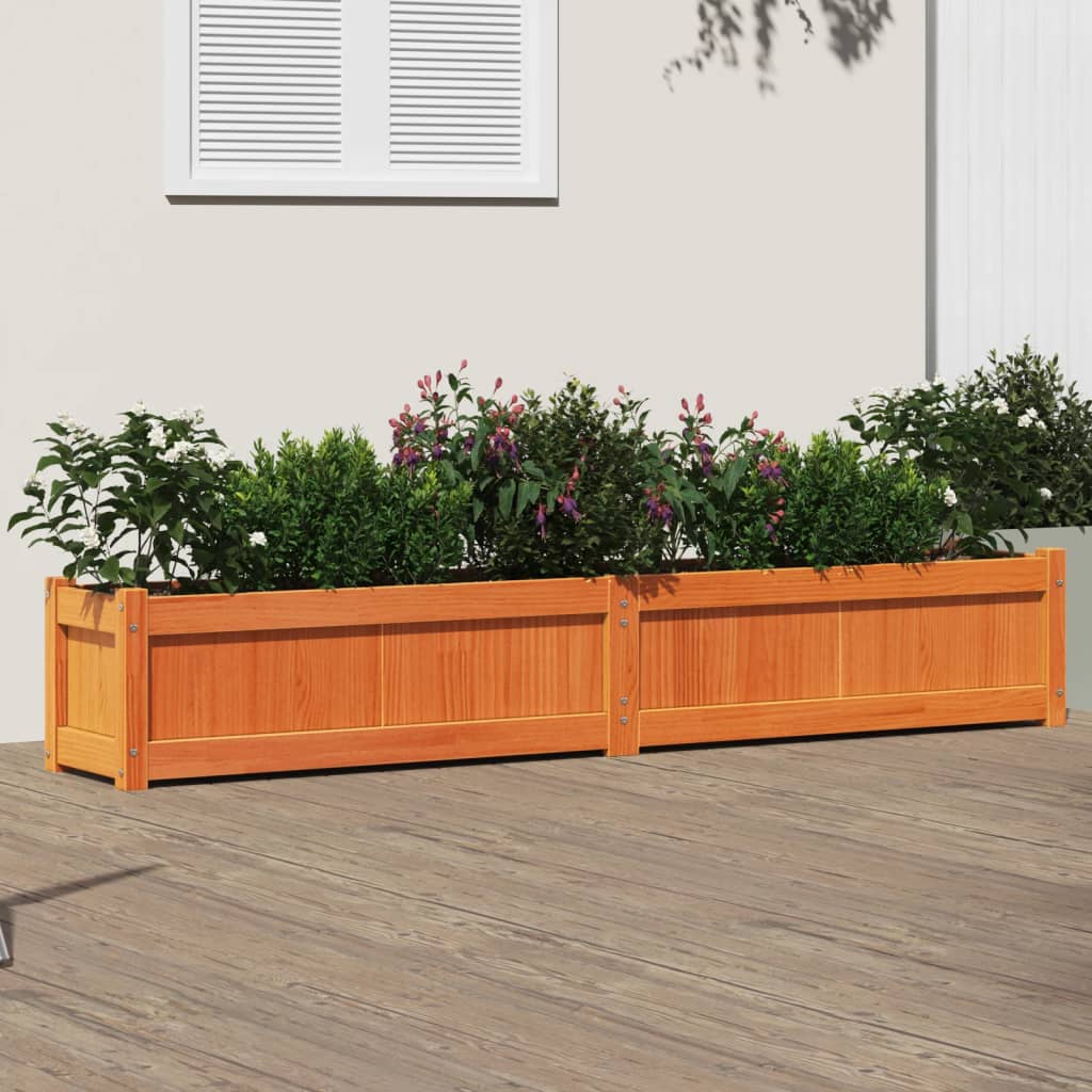 Jardineras De Exterior 2 Uds Madera Maciza De Pino Marrón Cera
