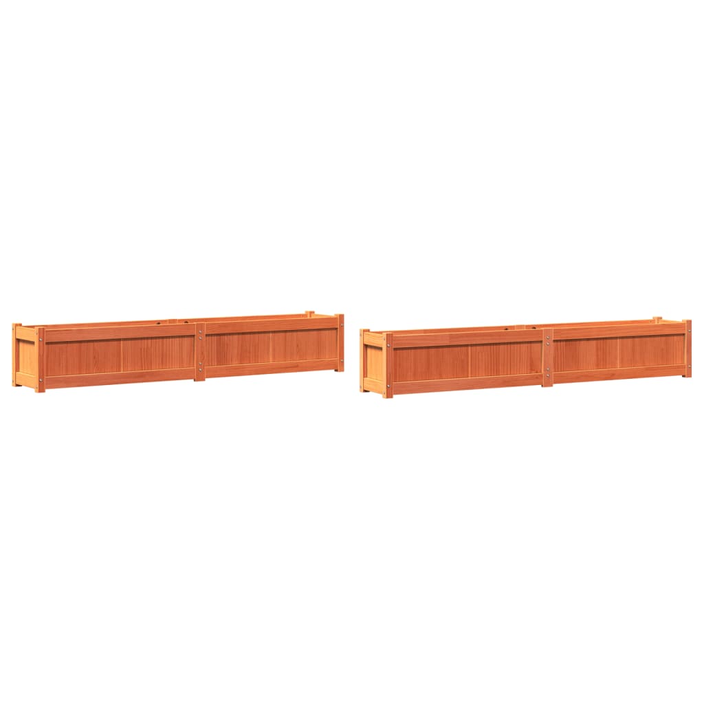Jardineras De Exterior 2 Uds Madera Maciza De Pino Marrón Cera
