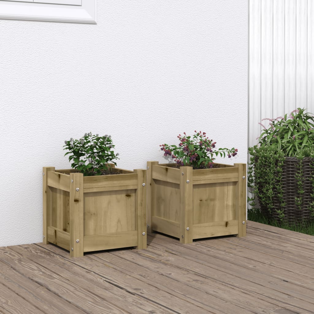 Jardineras De Exterior 2 Unidades Madera Impregnada De Pino