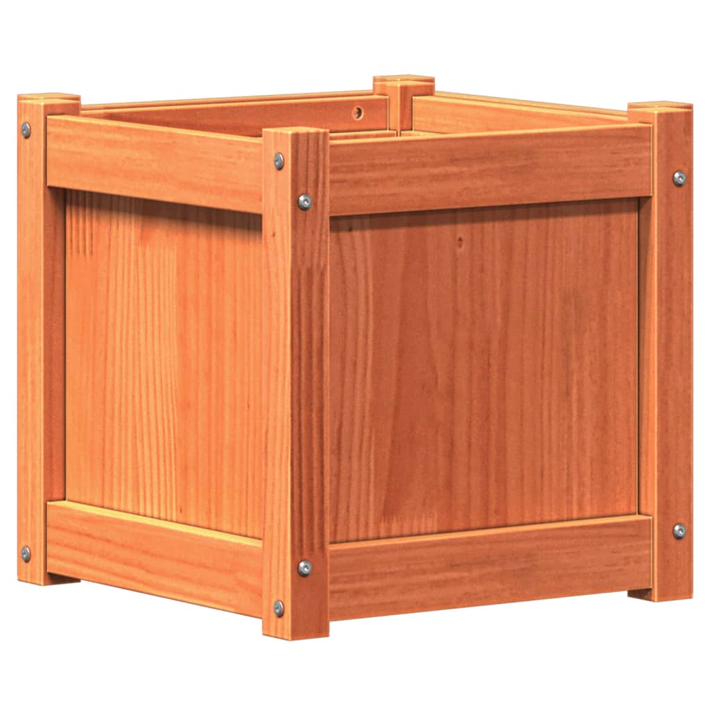Jardineras De Exterior 2 Uds Madera Maciza De Pino Marrón Cera