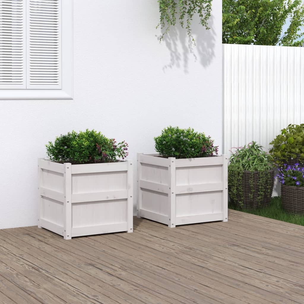 Jardineras De Exterior 2 Uds Madera Maciza De Pino Marrón Cera