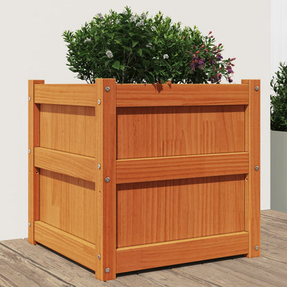 Jardineras De Exterior 2 Uds Madera Maciza De Pino Marrón Cera