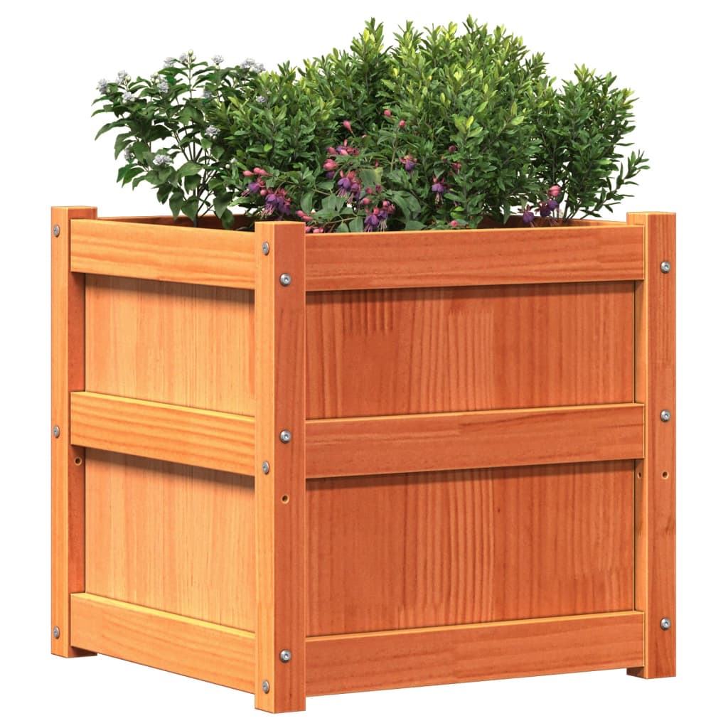 Jardineras De Exterior 2 Uds Madera Maciza De Pino Marrón Cera