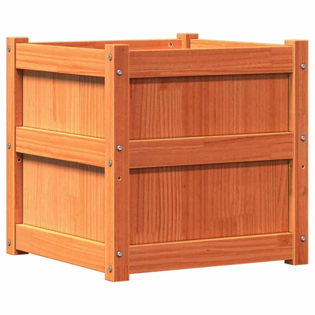 Jardineras De Exterior 2 Uds Madera Maciza De Pino Marrón Cera