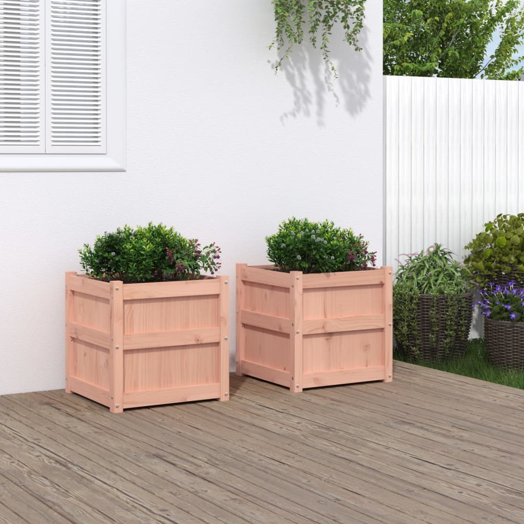 Jardineras De Exterior 2 Uds Madera Maciza De Pino Marrón Cera