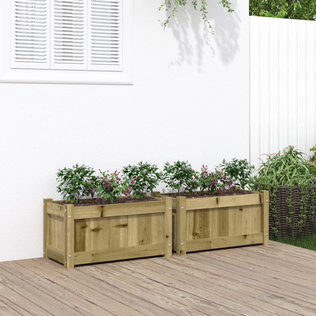 Jardineras De Exterior 2 Uds Madera Maciza De Pino Cera