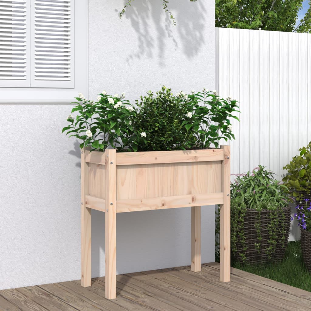Jardineras Con Patas 2 Uds Madera Maciza De Pino Marrón Cera