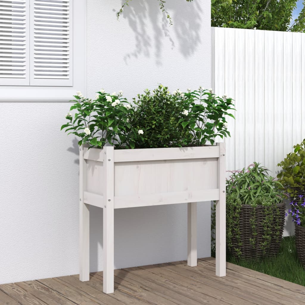 Jardineras Con Patas 2 Uds Madera Maciza De Pino Marrón Cera