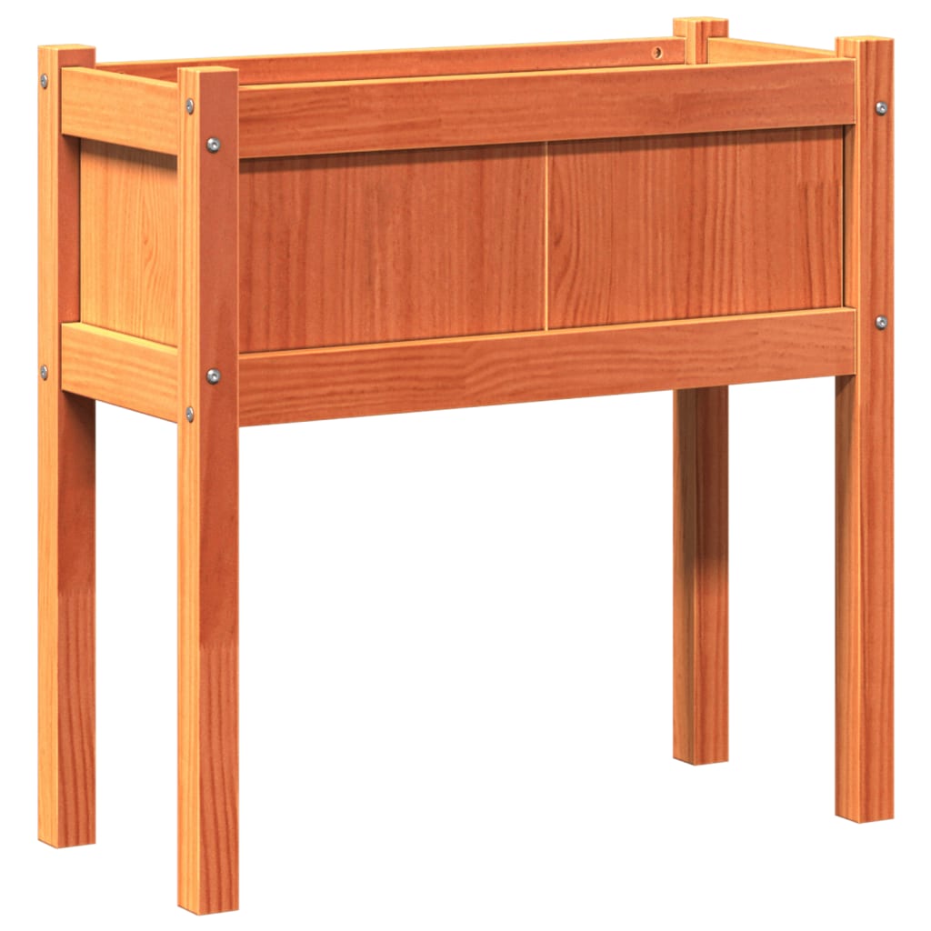 Jardineras Con Patas 2 Uds Madera Maciza De Pino Marrón Cera
