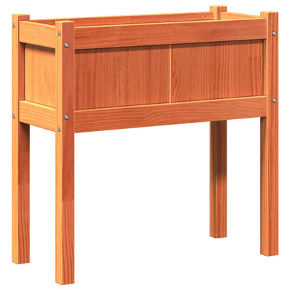 Jardineras Con Patas 2 Uds Madera Maciza De Pino Marrón Cera