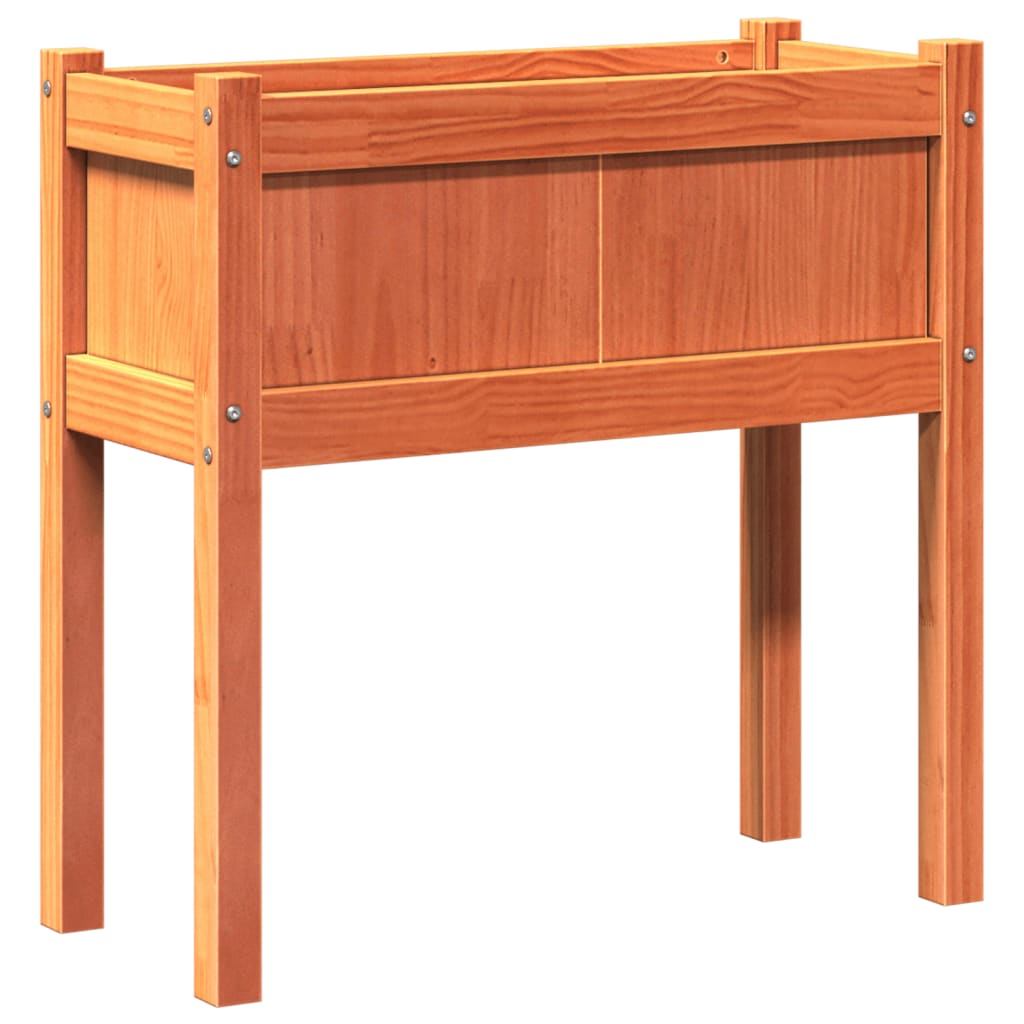 Jardineras Con Patas 2 Uds Madera Maciza De Pino Marrón Cera