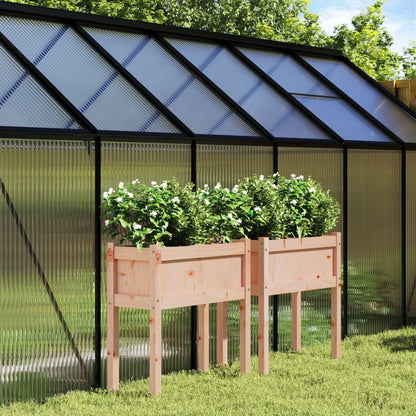 Jardineras Con Patas 2 Uds Madera Maciza De Pino Marrón Cera