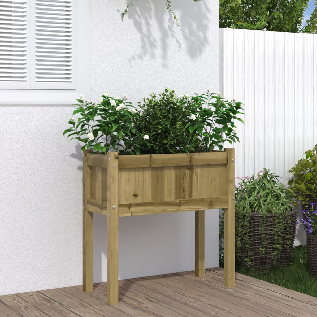 Jardineras Con Patas 2 Uds Madera Maciza De Pino Marrón Cera