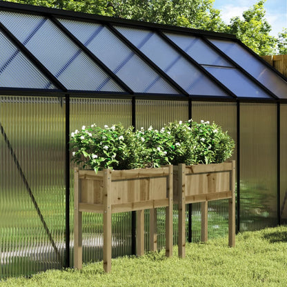 Jardineras Con Patas 2 Uds Madera Maciza De Pino Marrón Cera