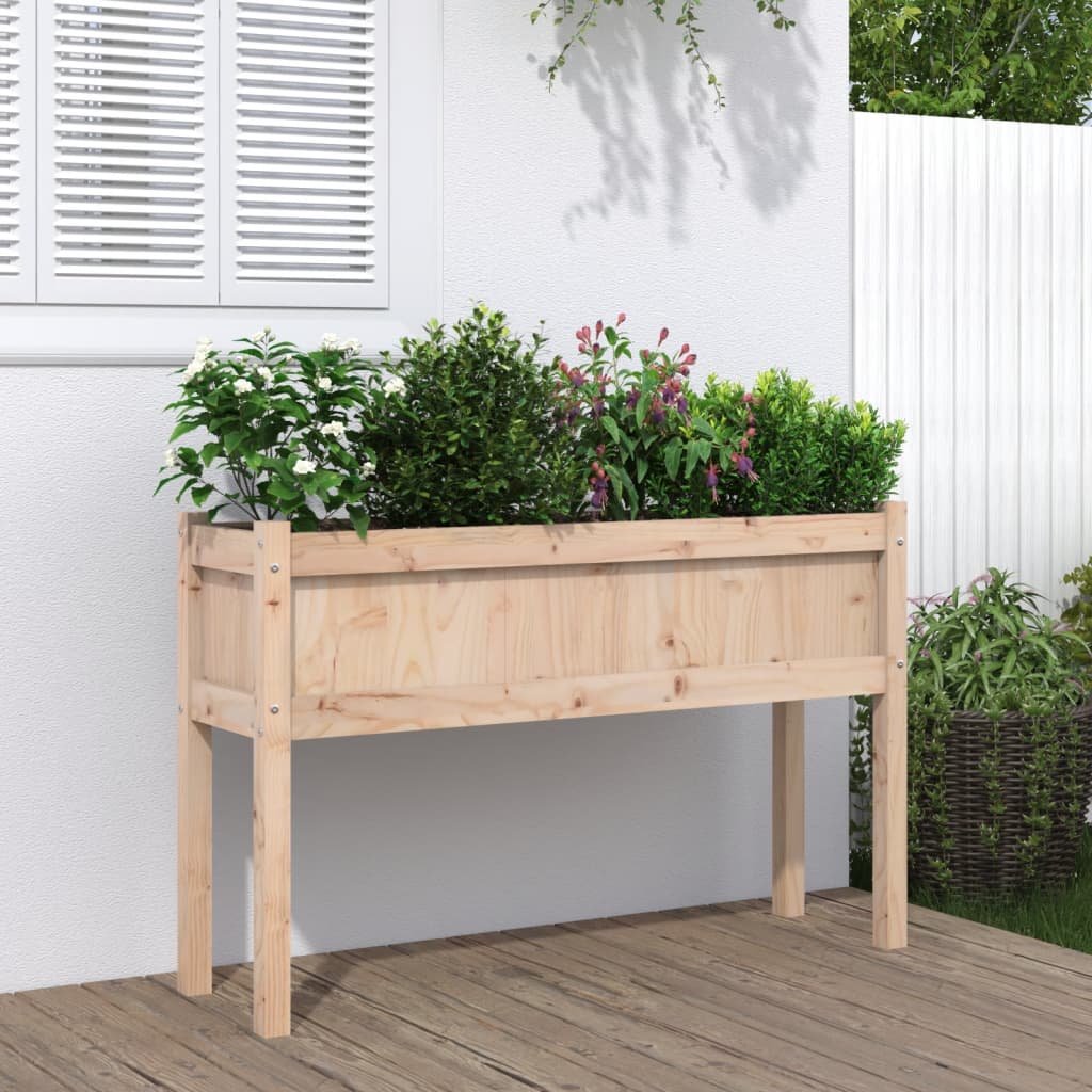 Jardineras Con Patas 2 Uds Madera Maciza De Pino Marrón Cera